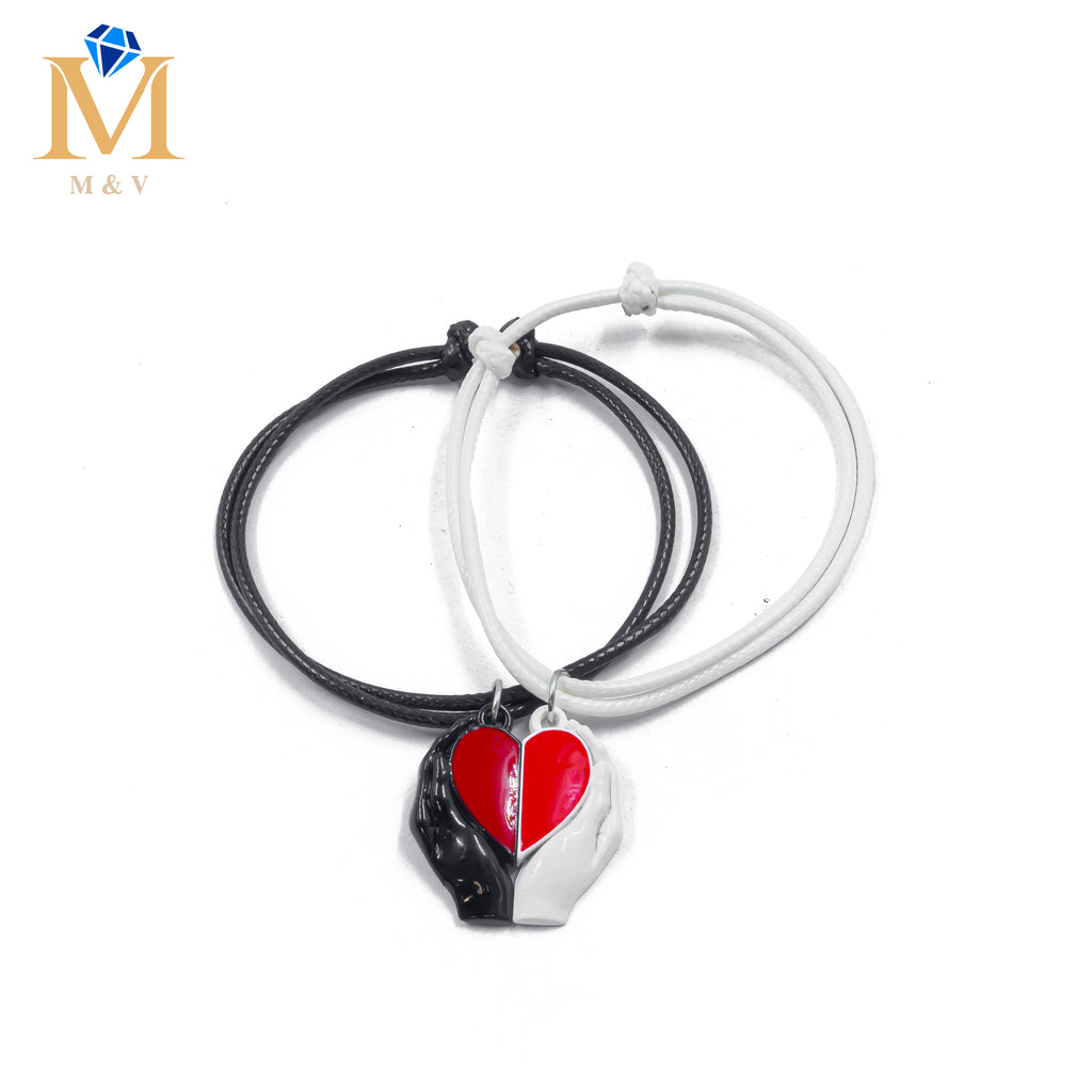 Pulseras de Corazón de Pareja con imán M7 Oro Laminado