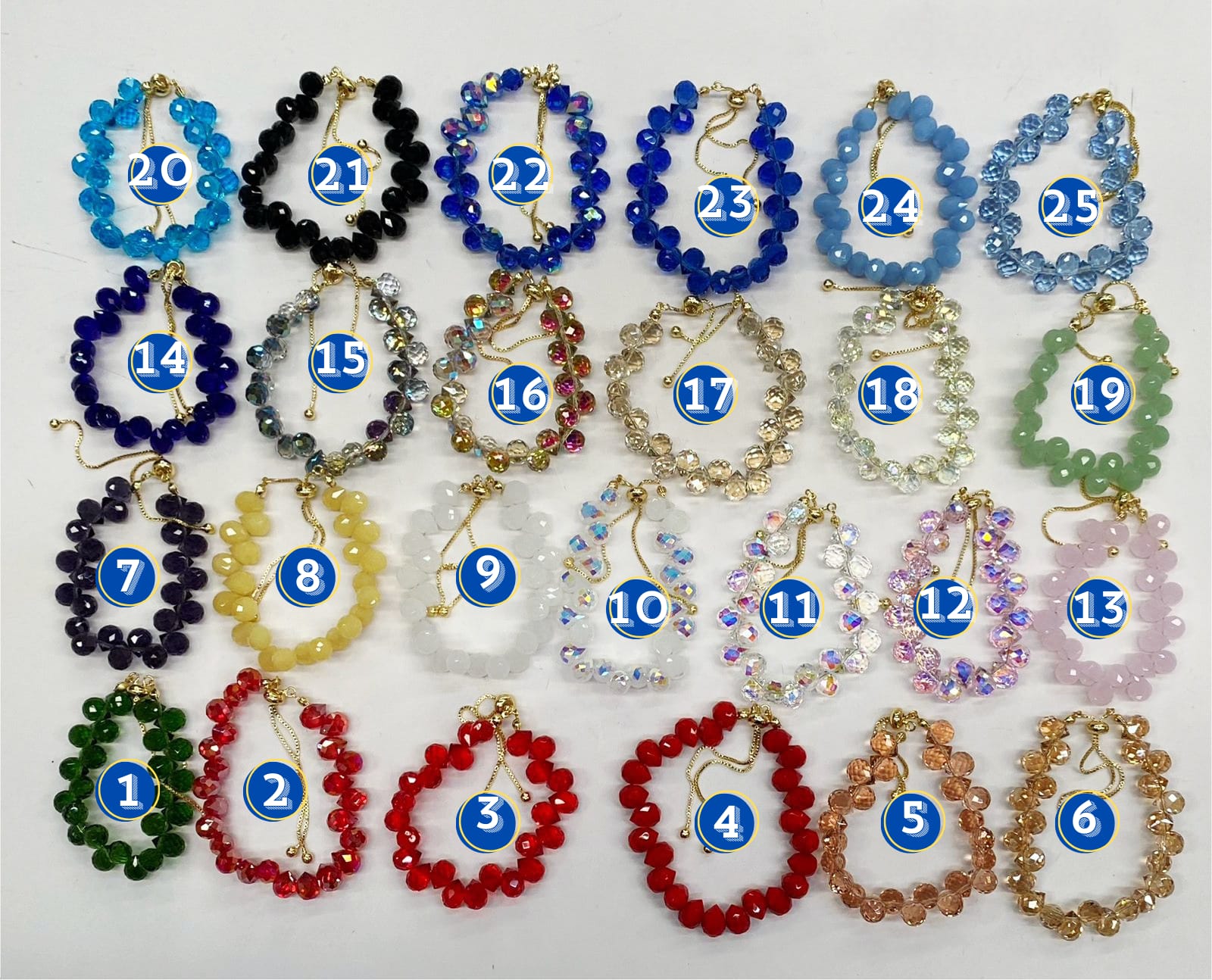 Pulsera Cuentas Cristal  M1 Oro Laminado