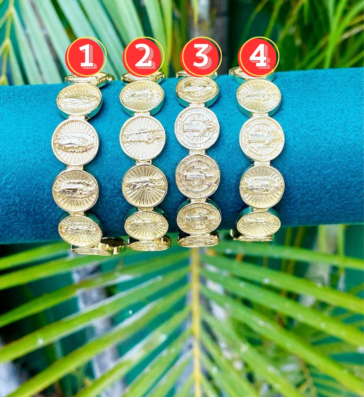 Pulsera Brazalete Religioso Dorado M1 Oro Laminado
