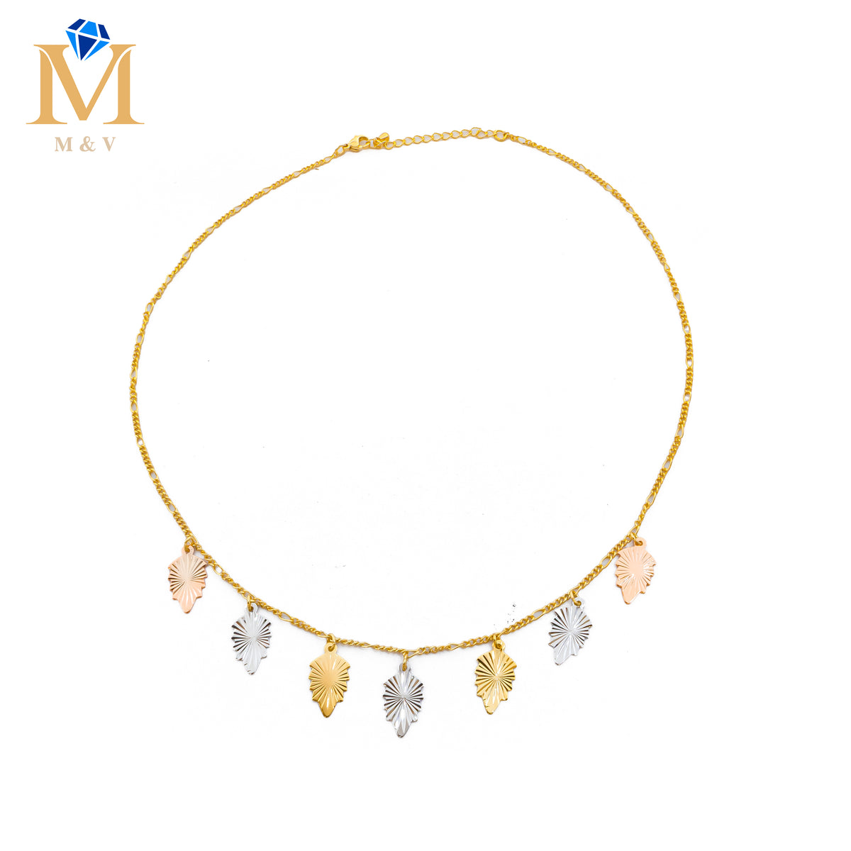 Collares Dorados con dijes de tres colores M1 Oro Laminado