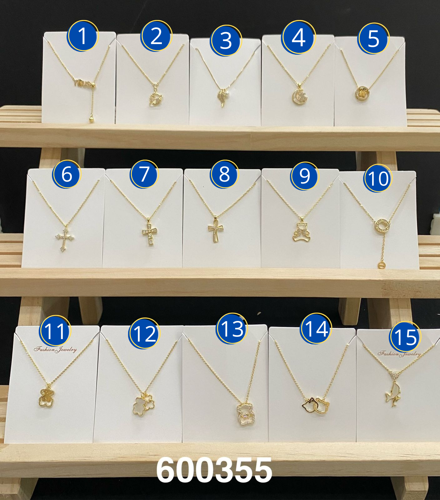 Collares Dorados con Dijes Diferentes M1 Oro Laminado
