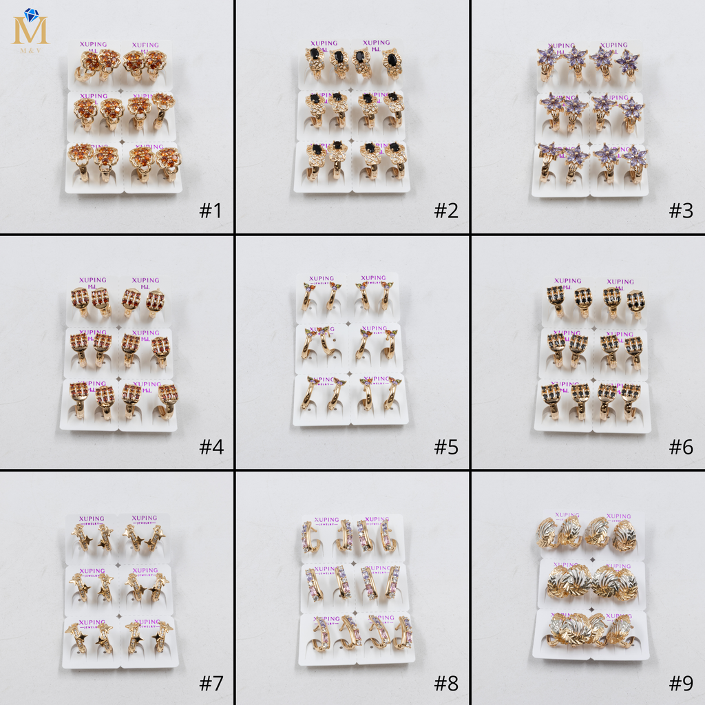 Paquete de 6 pares de Aretes Xuping Dorado M3 Oro Laminado