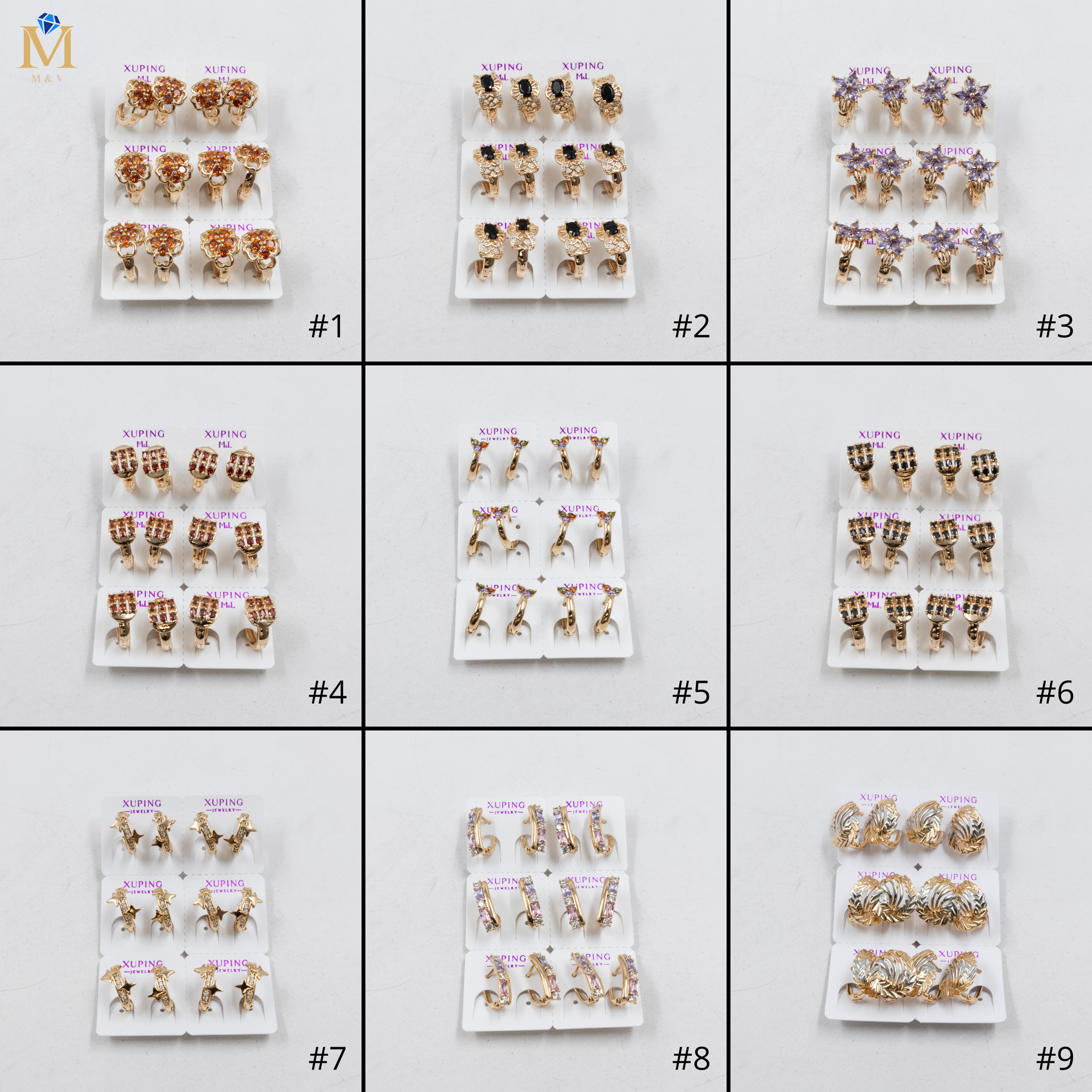 Paquete de 6 pares de Aretes Xuping Dorado M3 Oro Laminado