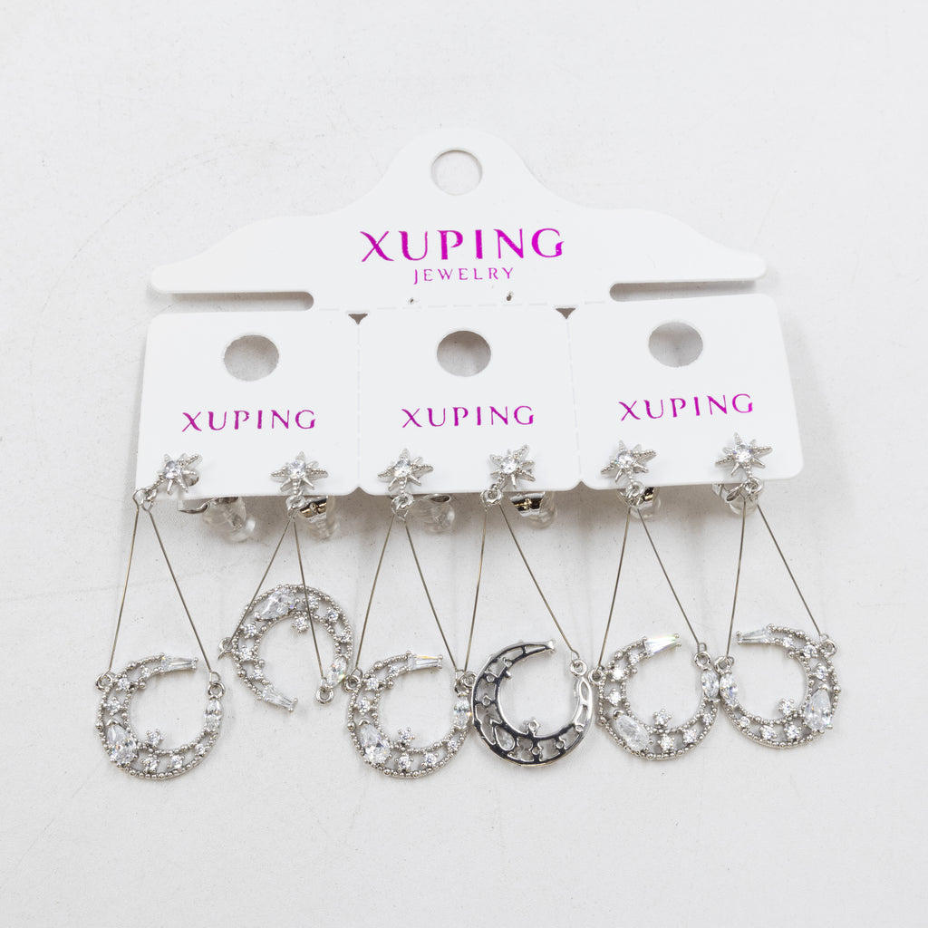 Paquete de tres pares de Aretes Plateados Xuping con piedras M3 Oro Laminado