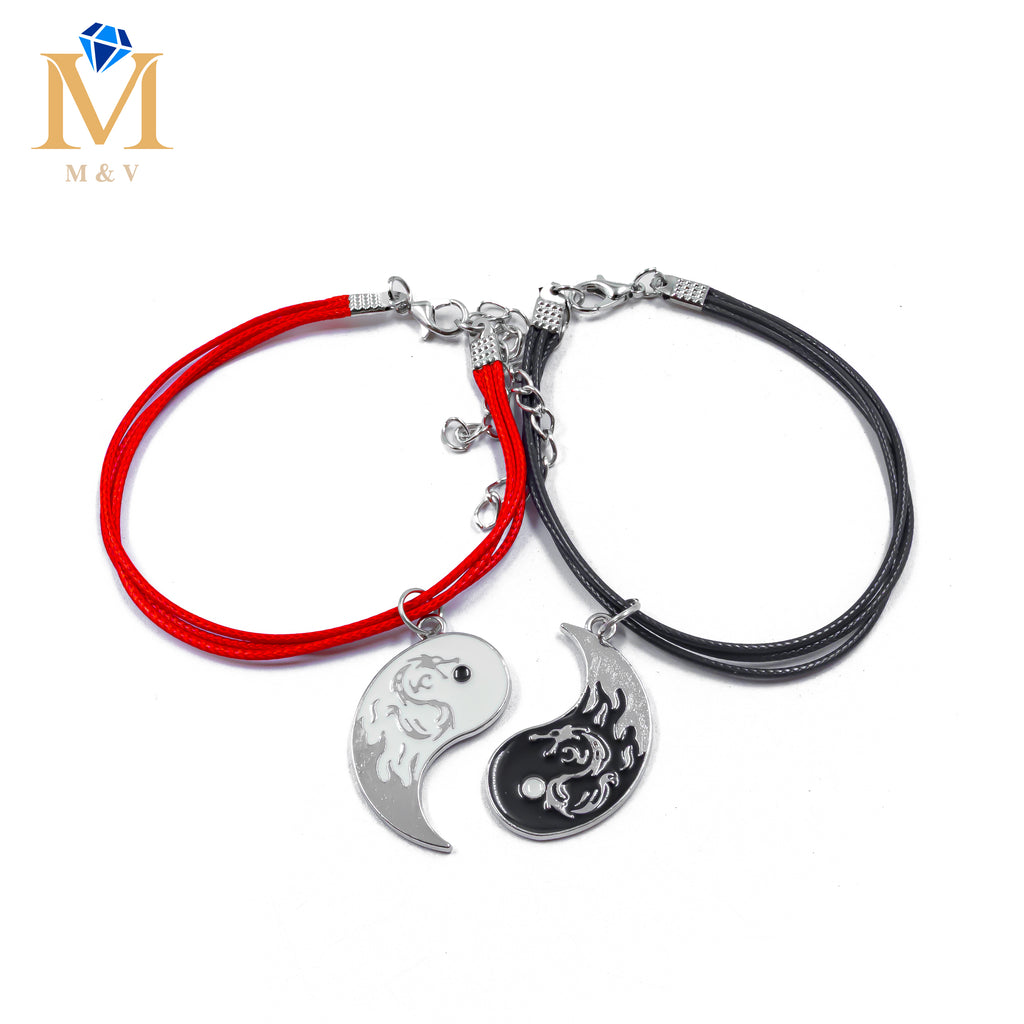 Pulseras de Ying Yang de Pareja M9 Oro Laminado