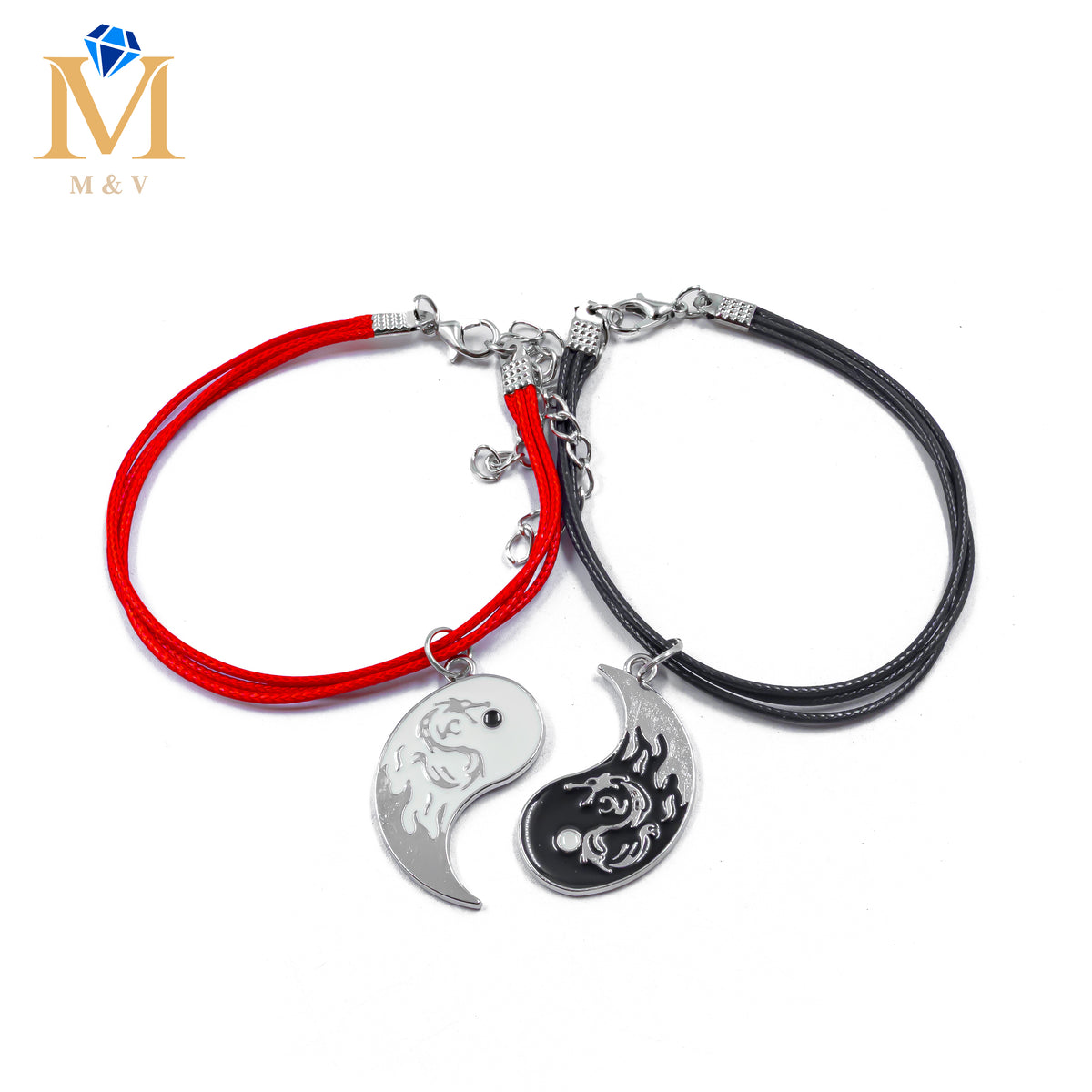 Pulseras de Ying Yang de Pareja M9 Oro Laminado