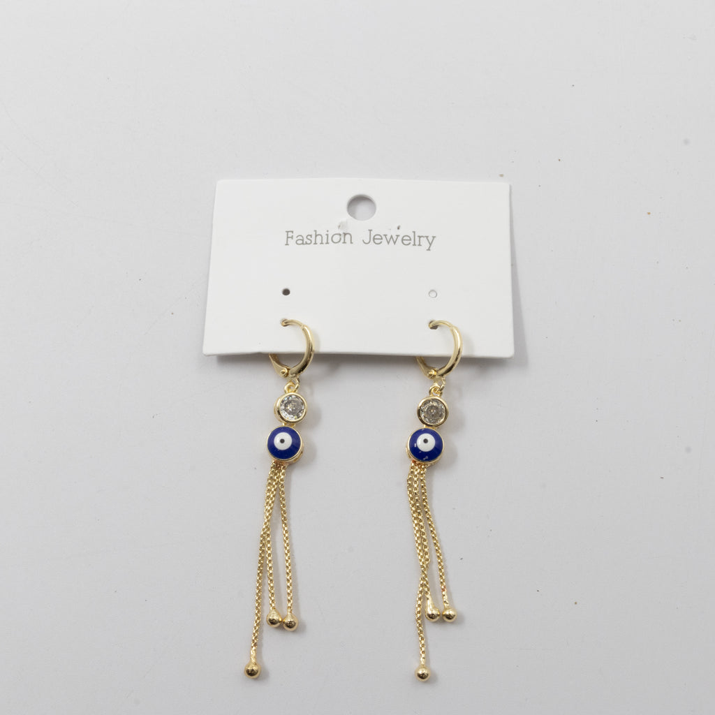 Aretes Dorados Largos de Ojo Turco M1 Oro Laminado