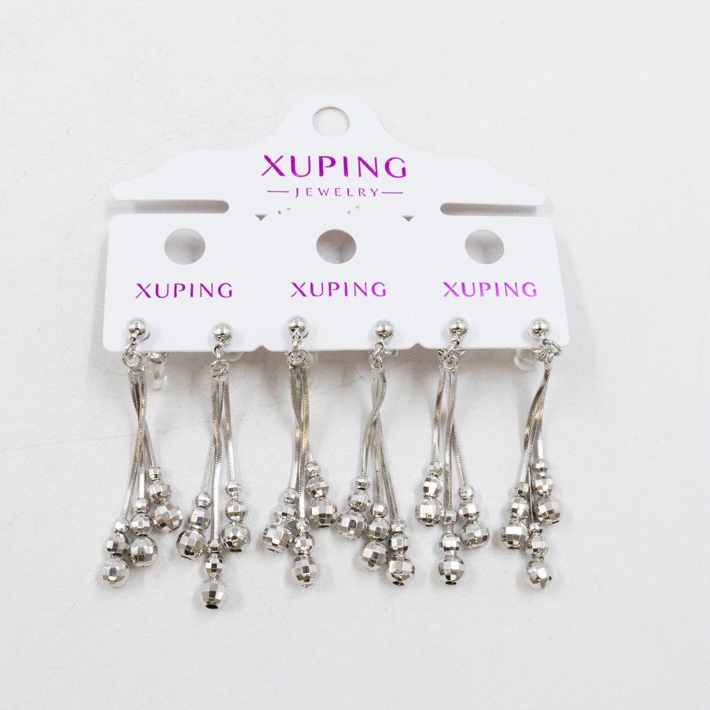 Paquete de tres pares de Aretes Plateados Xuping con piedras M2 Oro Laminado