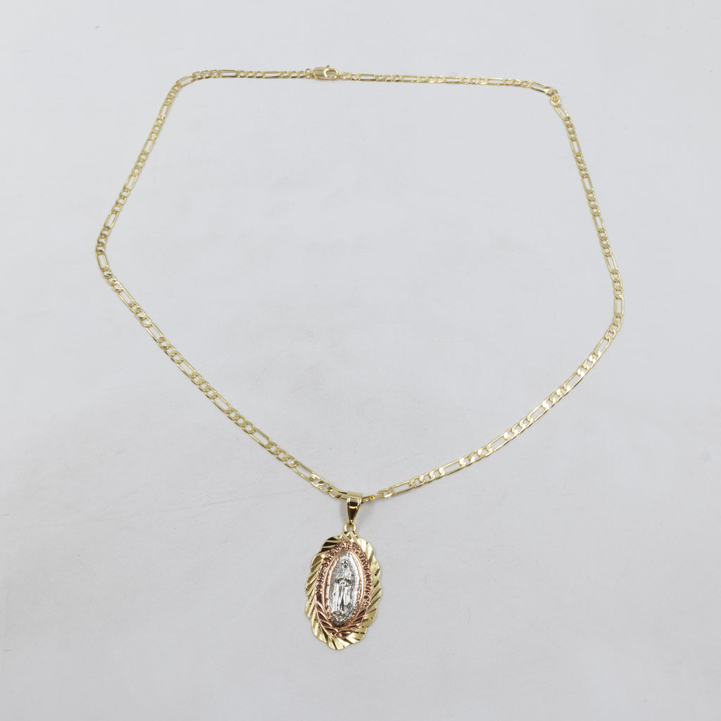 Collar con Dije Religioso Dorado M2 Oro Laminado