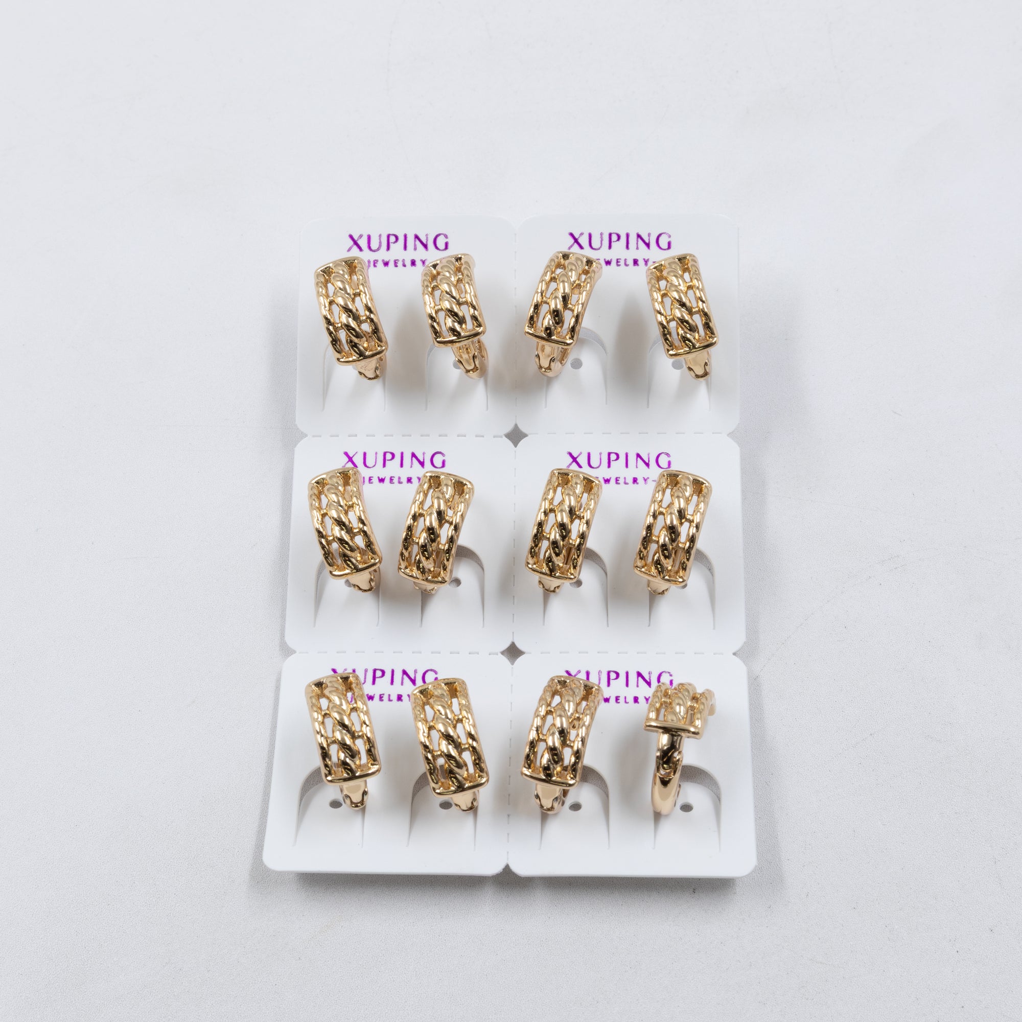 Paquete de 6 pares de Aretes Xuping Dorado M23 Oro Laminado