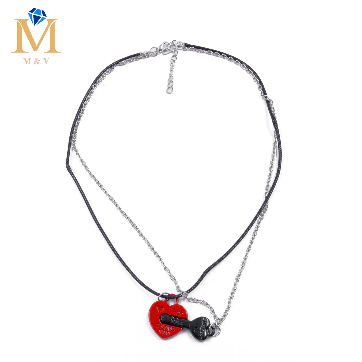 Collares en Pareja de corazón y llave M6 Acero Inoxidable
