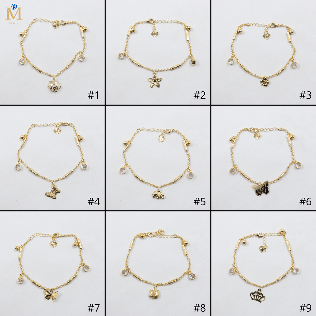 Pulseras Doradas con Dije M1 Oro Laminado