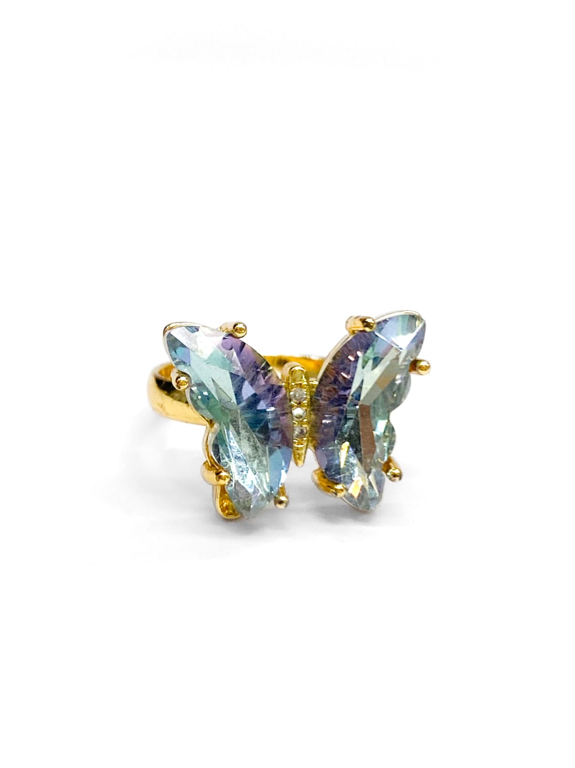 Anillo Mariposa Colores Ajustable M2 Oro Laminado