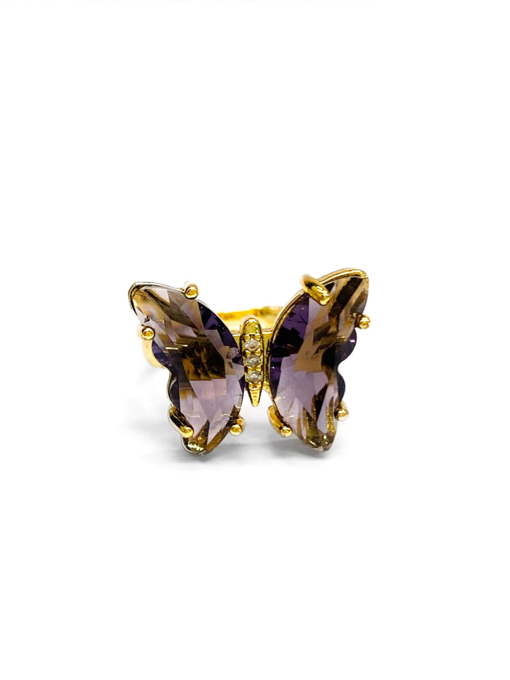 Anillo Mariposa Colores Ajustable M2 Oro Laminado