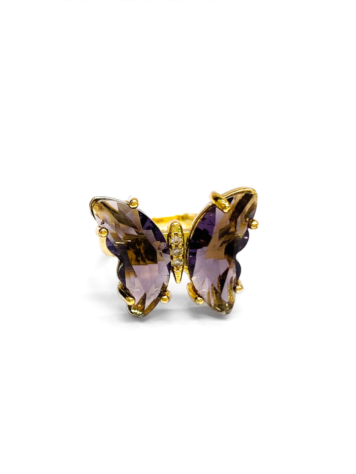 Anillo Mariposa Colores Ajustable M2 Oro Laminado
