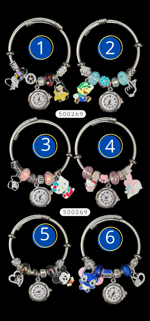 PULSERA TIPO PANDORA DE RELOJ M23 ACERO INOXIDABLE