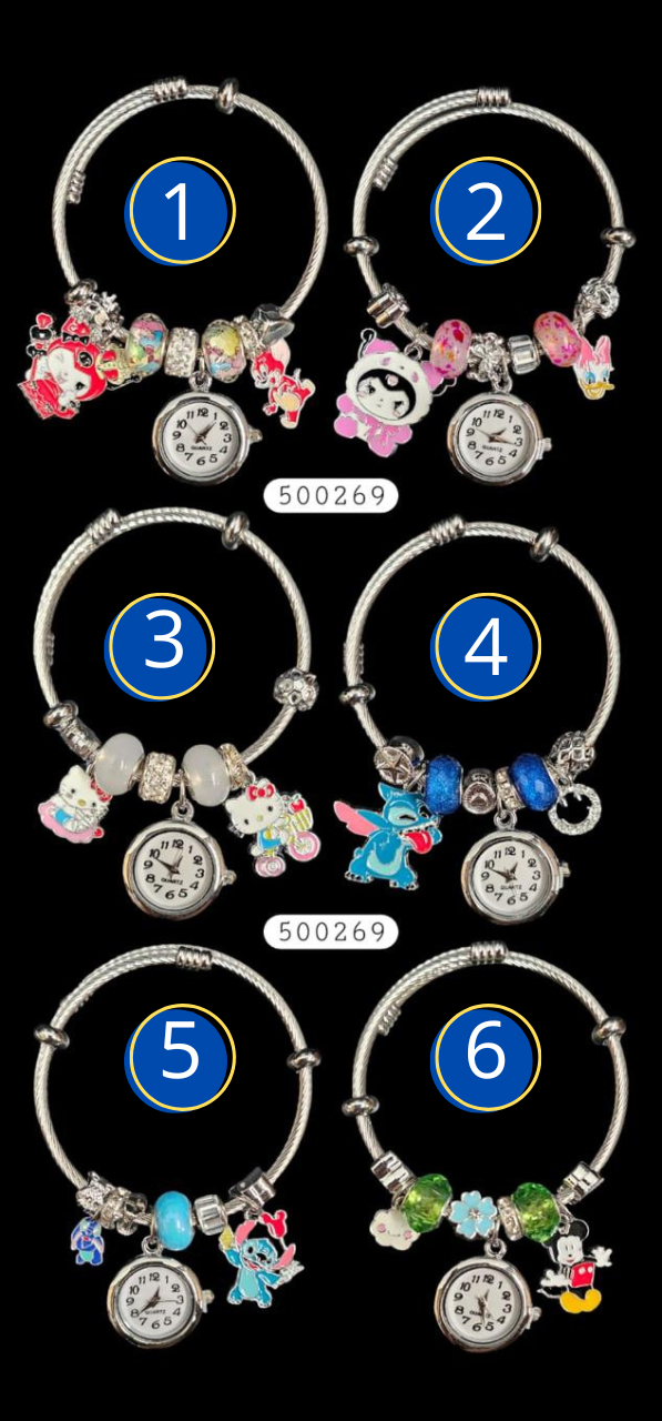 PULSERA TIPO PANDORA DE RELOJ M25 ACERO INOXIDABLE