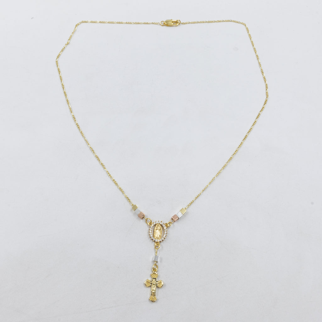 Collar con Dije Religioso Dorado M2 Oro Laminado