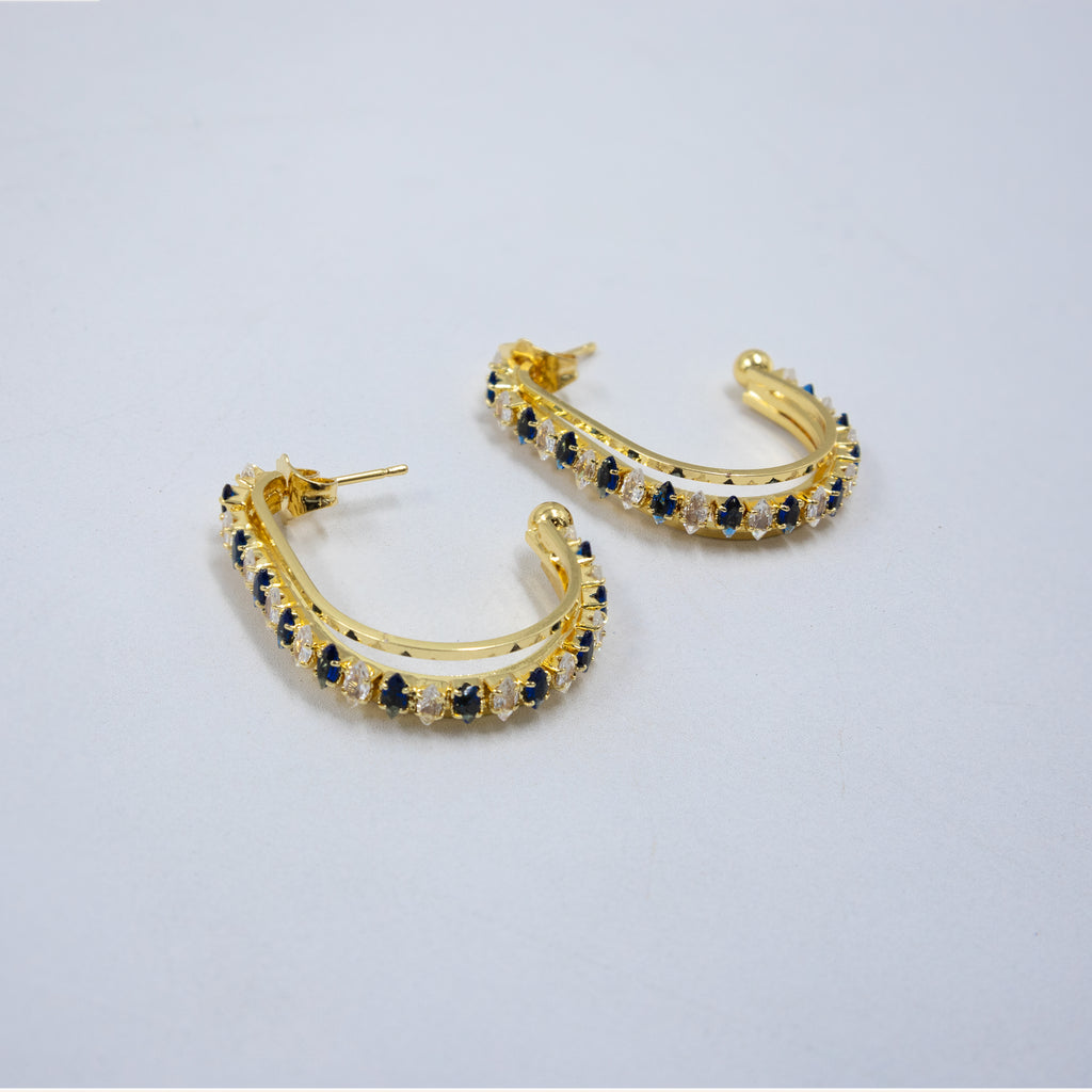 Aretes Dorados con piedras de color M9 Oro Laminado