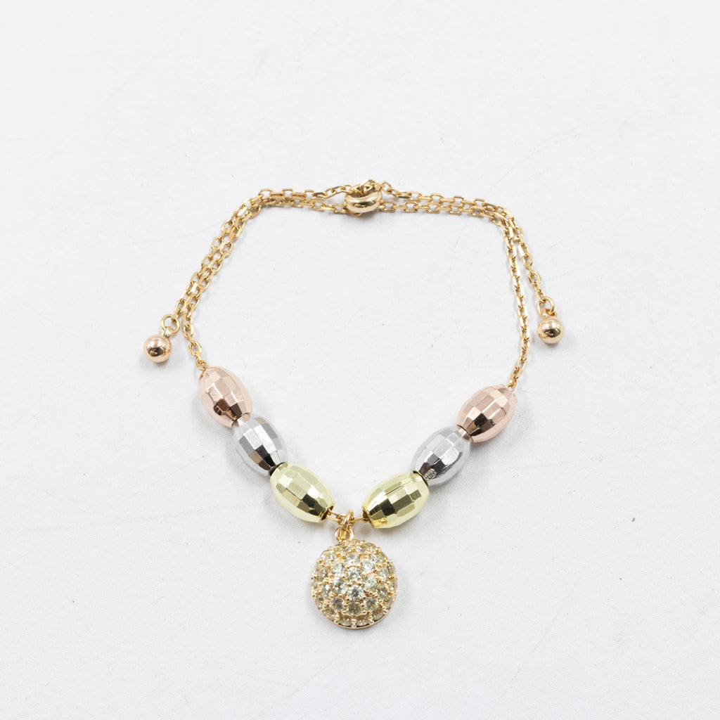 Pulsera Oro Florentino Ajustable con DIje Oro Laminado
