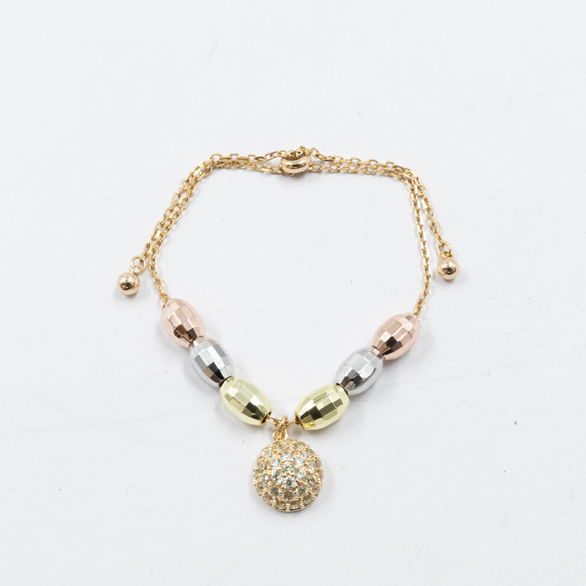 Pulsera Oro Florentino Ajustable con DIje Oro Laminado