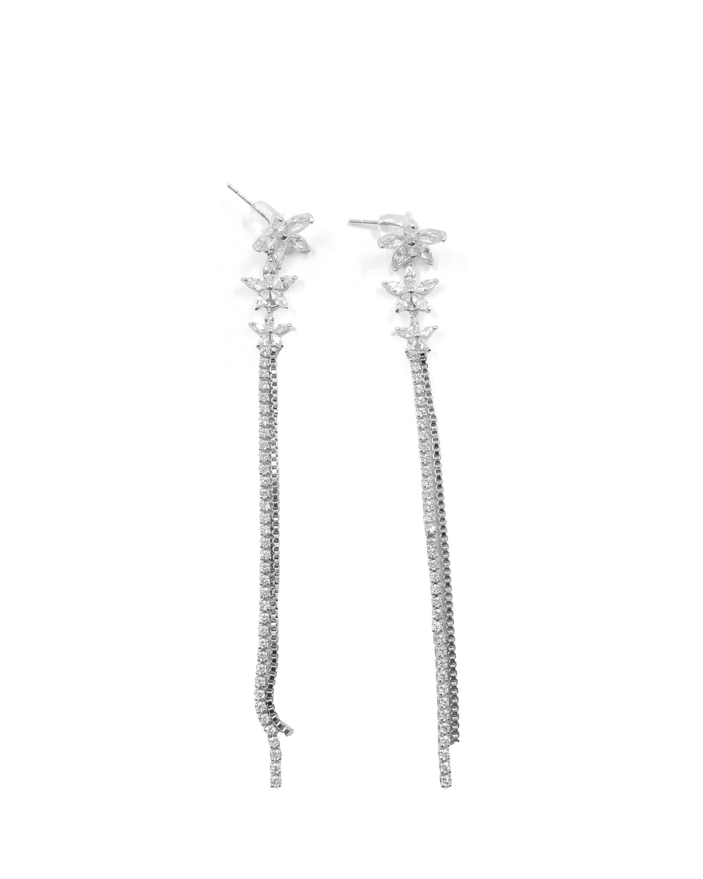 Aretes Largos Ansheli Plateados M25 Oro Laminado