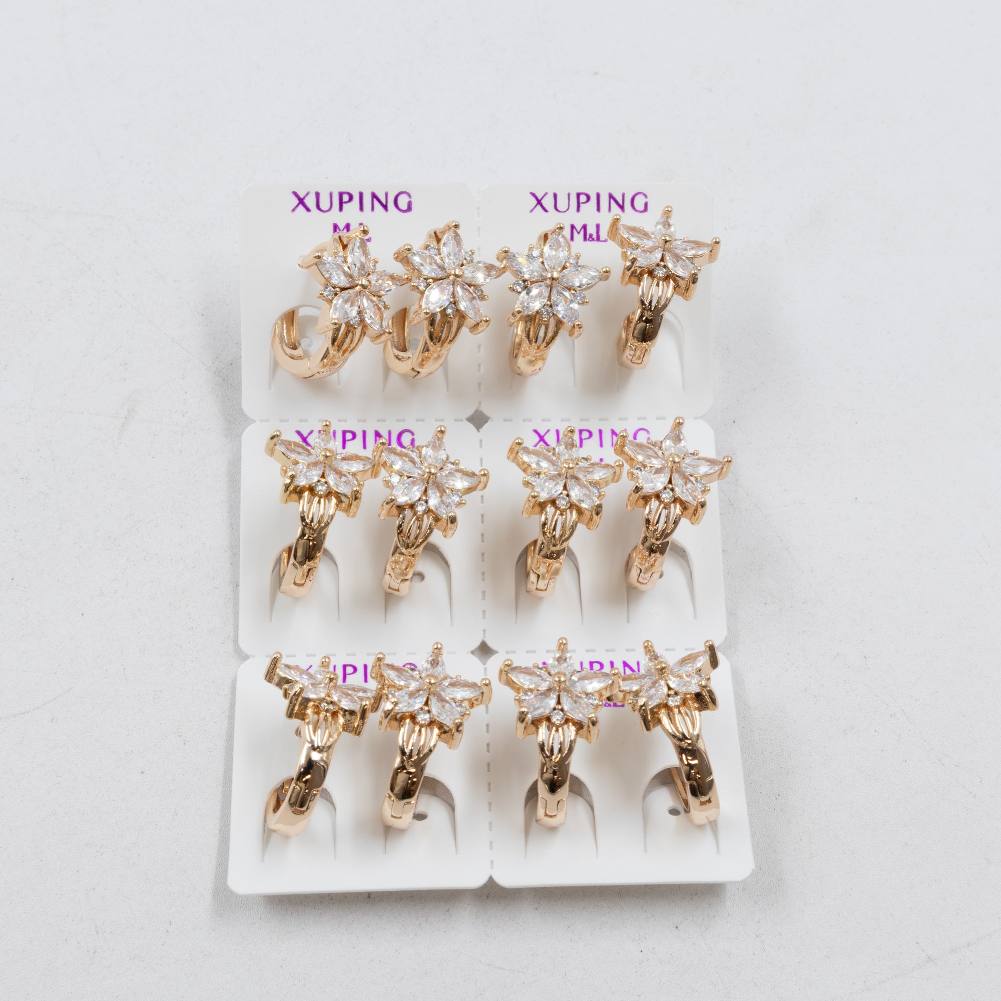 Paquete de 6 pares de Aretes Xuping Dorado M2 Oro Laminado
