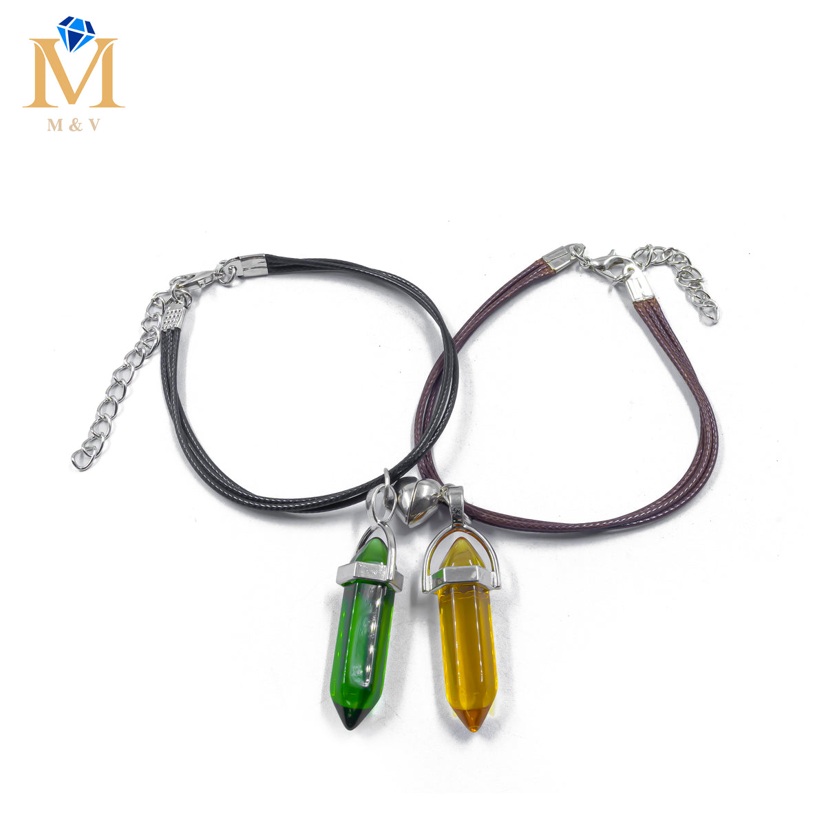 Pulseras con dijes de Piedras de Pareja M12 Oro Laminado