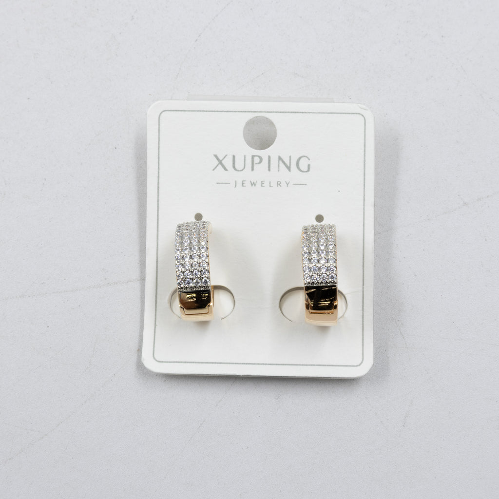 Aretes Dorados con Piedras Xuping M6 Oro Laminado
