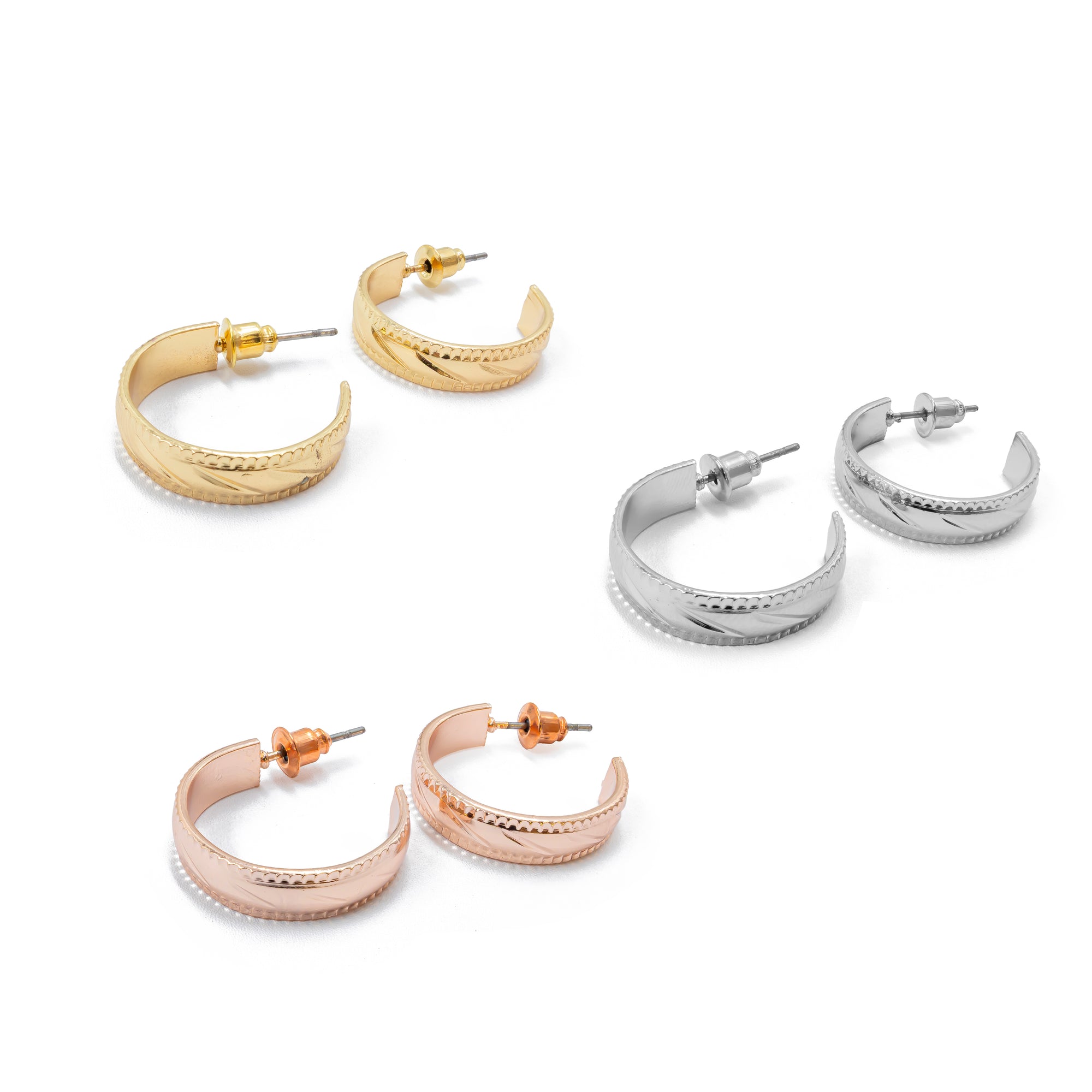 Paquete de 3 pares de Arracadas M1 Oro Laminado