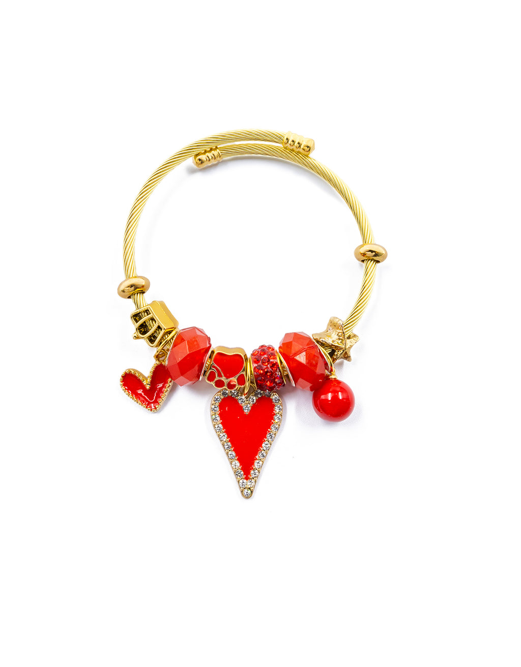 PULSERA DE PERLAS CON DIJE DE FRUTAS - M5 ORO LAMINADO