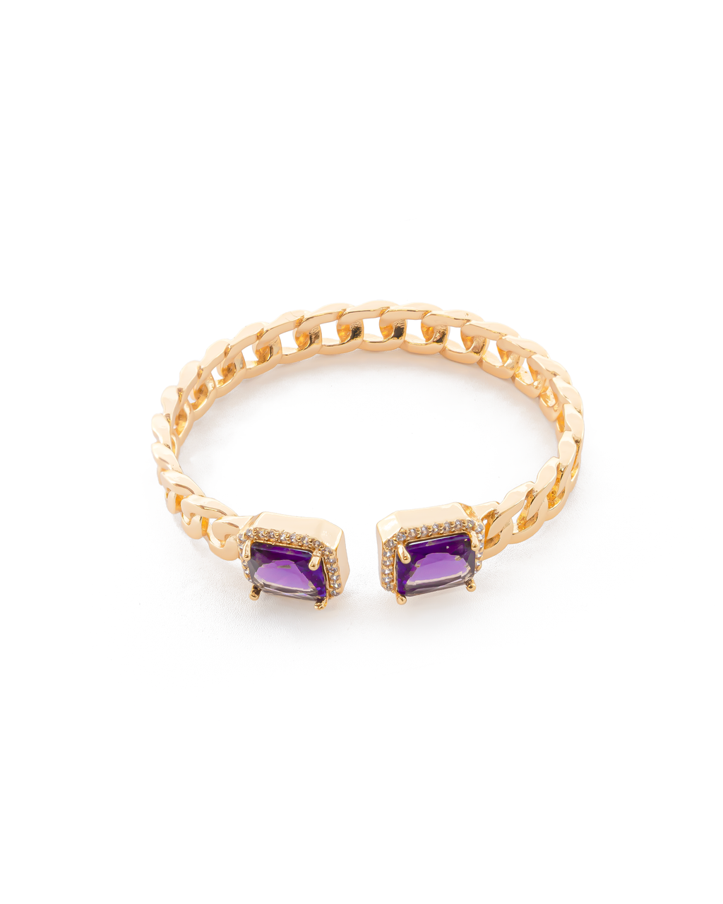 Brazalete Dorado con Piedras M1 Oro Laminado
