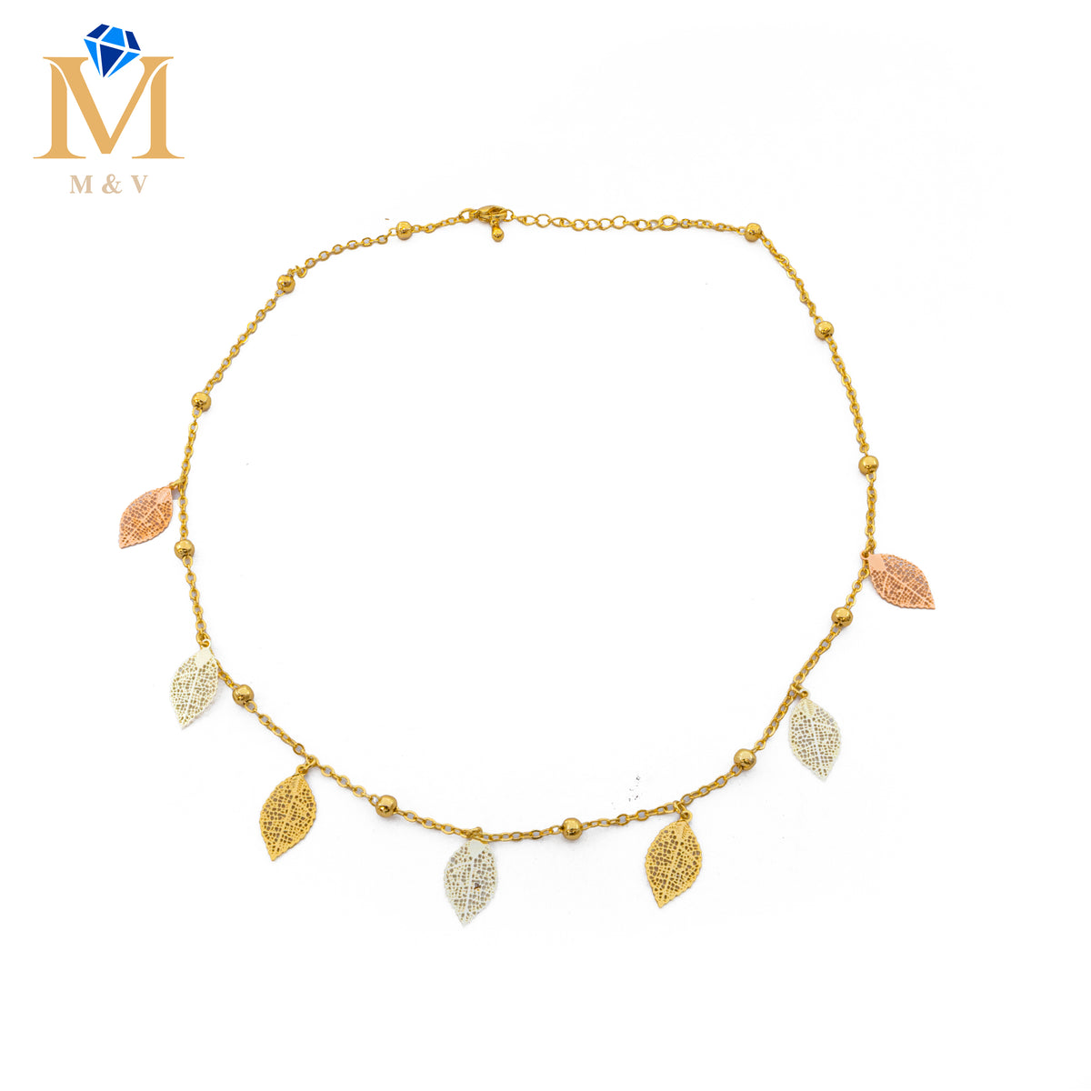 Collares Dorados con dijes de tres colores M1 Oro Laminado