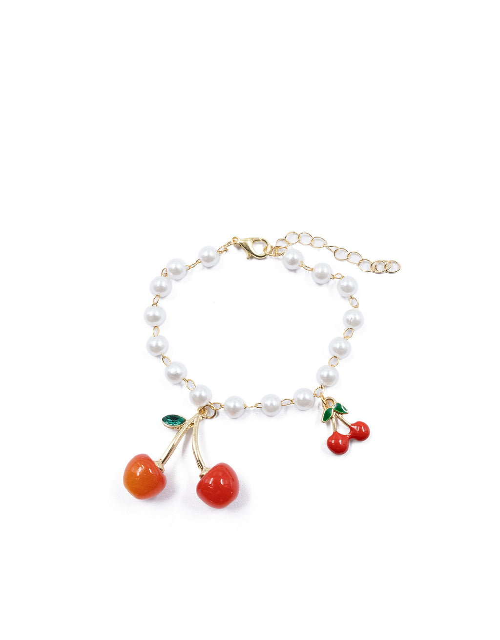 PULSERA DE PERLAS CON DIJE DE FRUTAS - M2 ORO LAMINADO
