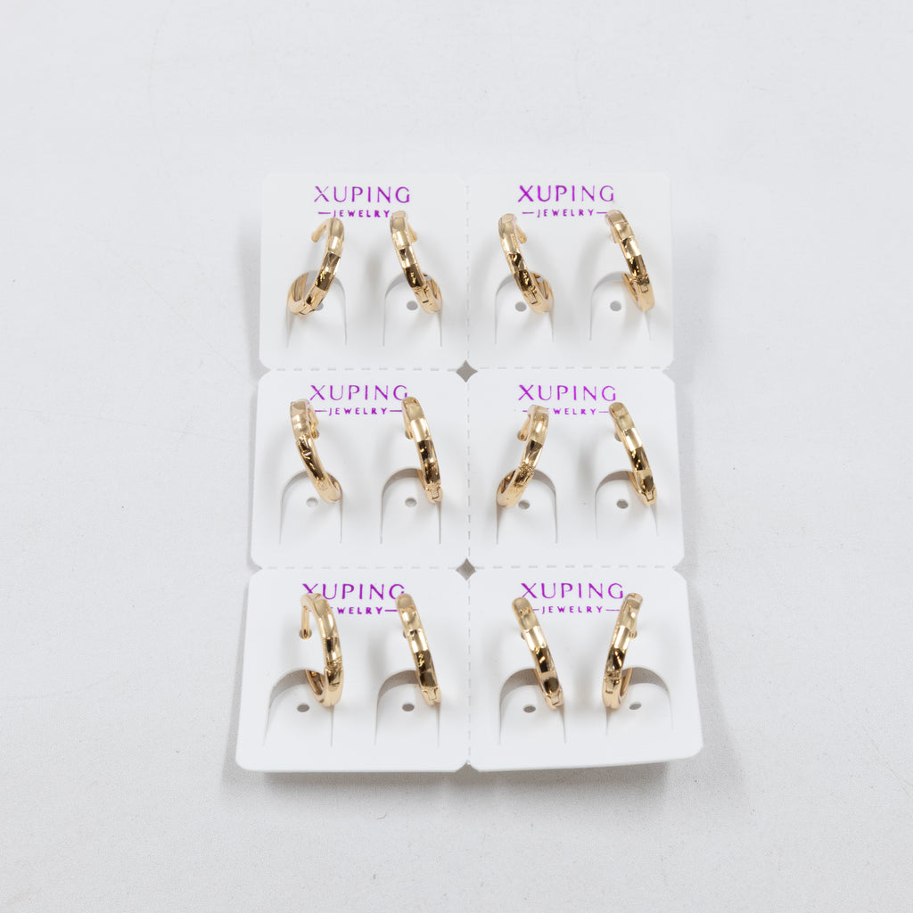 Paquete de 6 pares de Aretes Xuping Dorado M12 Oro Laminado