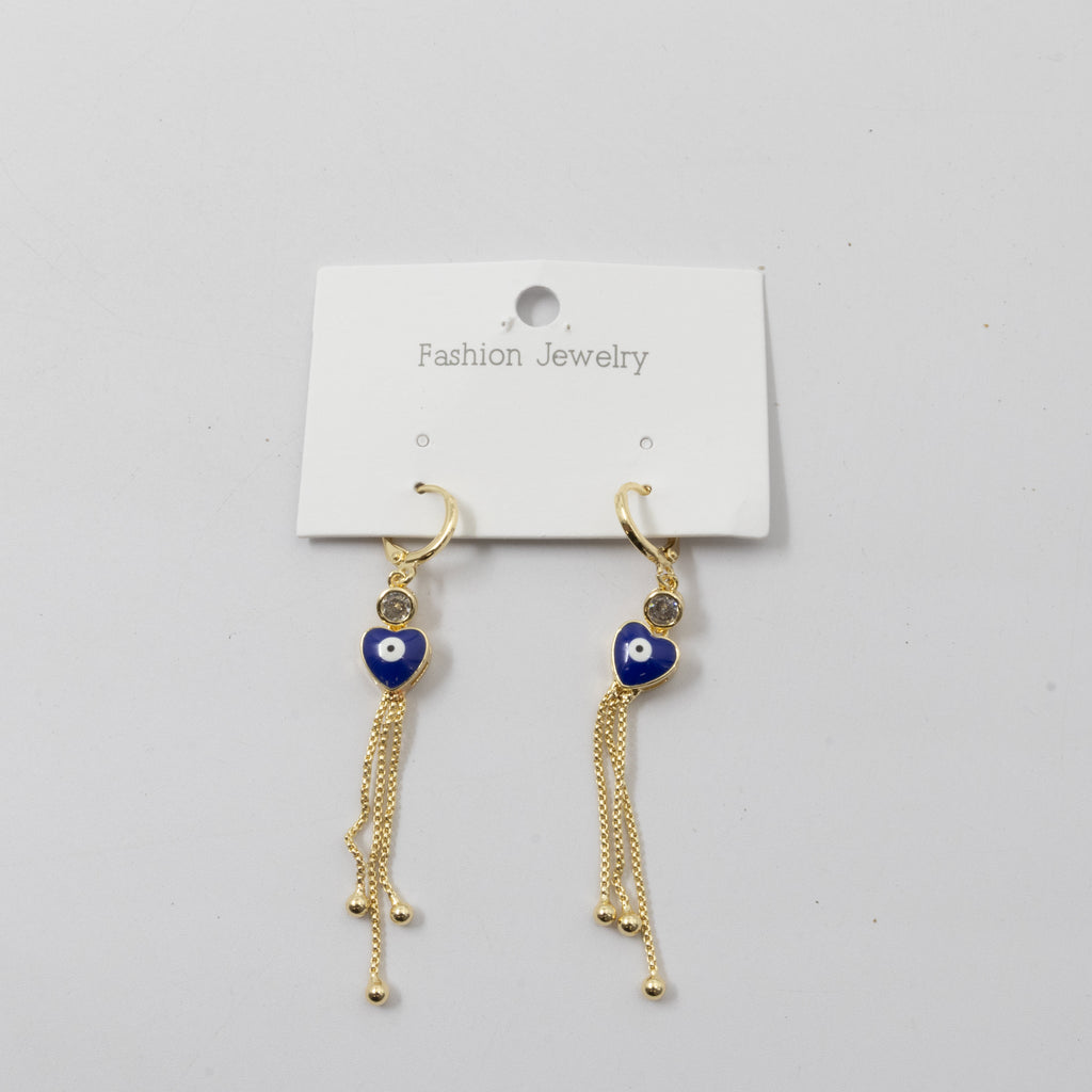 Aretes Dorados Largos de Ojo Turco M1 Oro Laminado