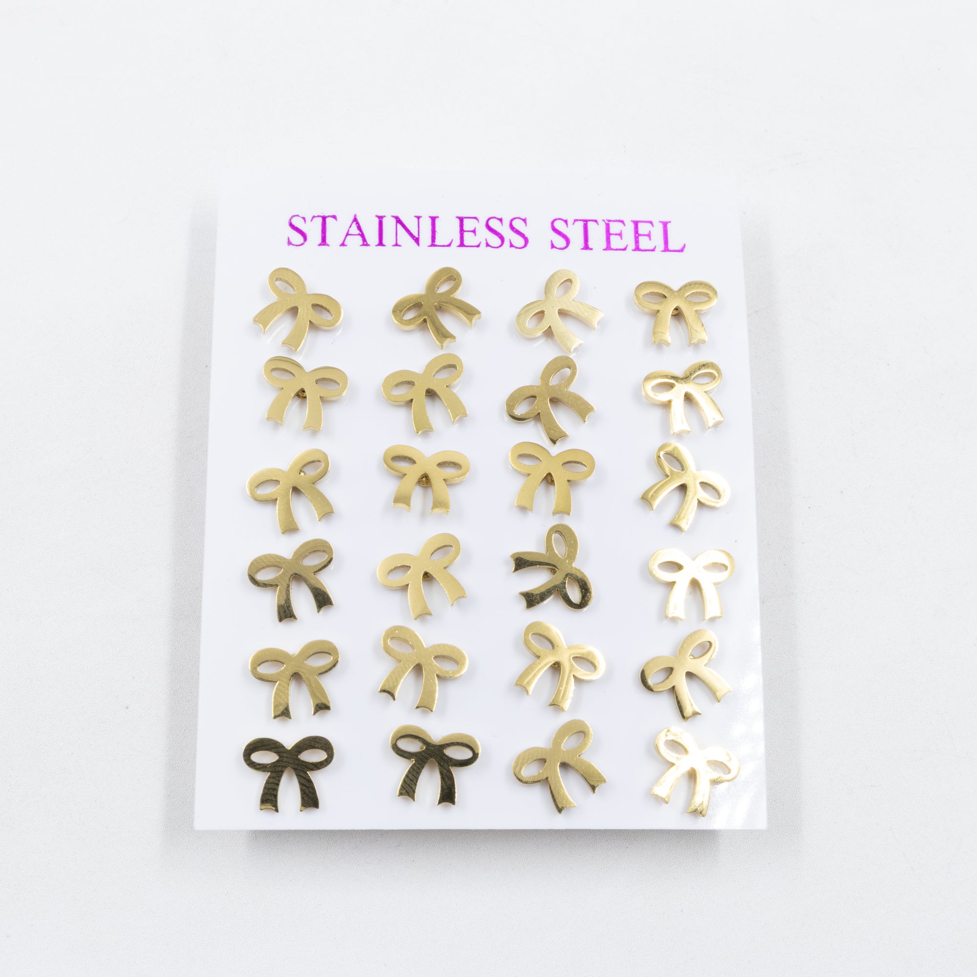 Paquete de 12 Pares de Aretes Dorados M10 Acero Inoxidable