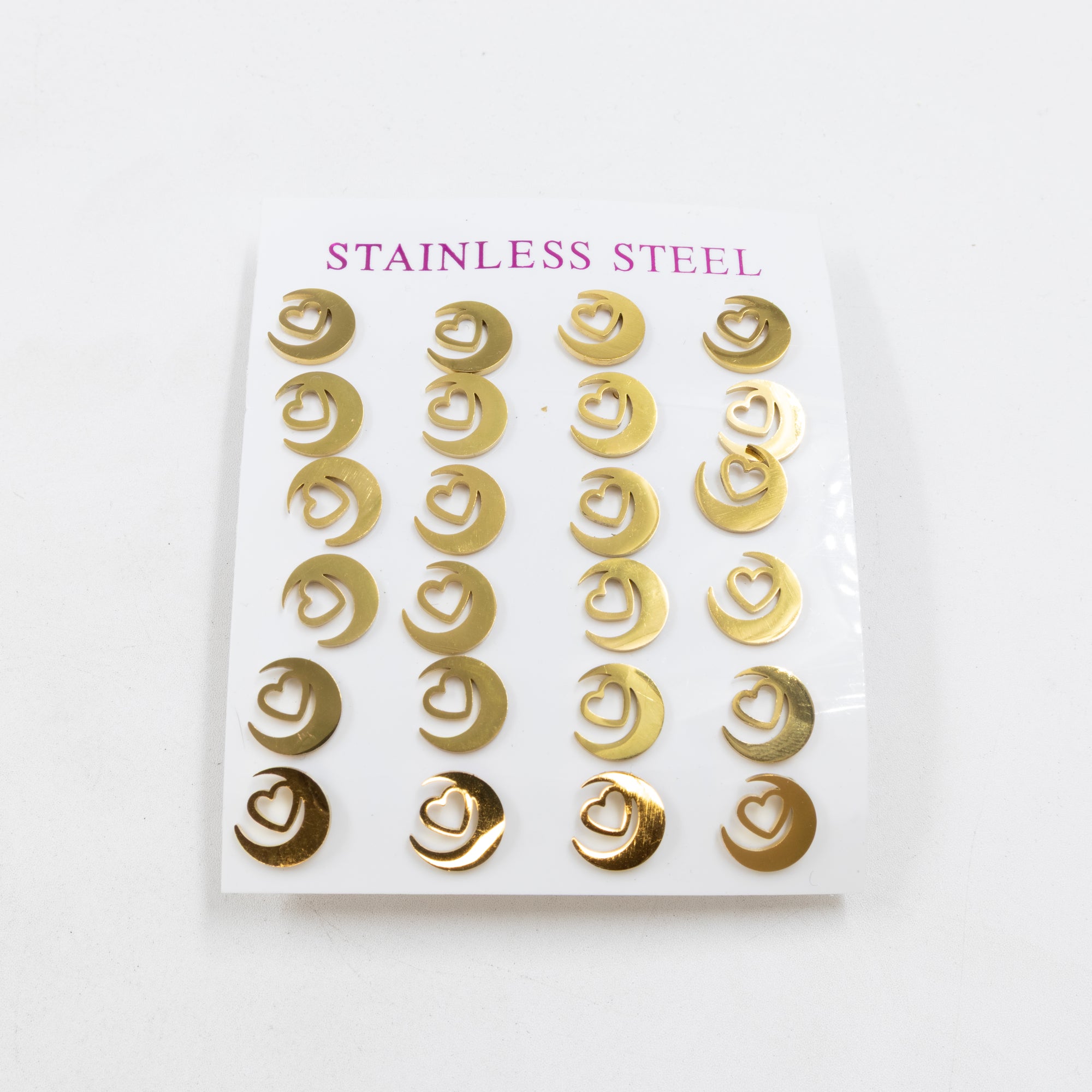 Paquete de 12 Pares de Aretes Dorados M3 Acero Inoxidable