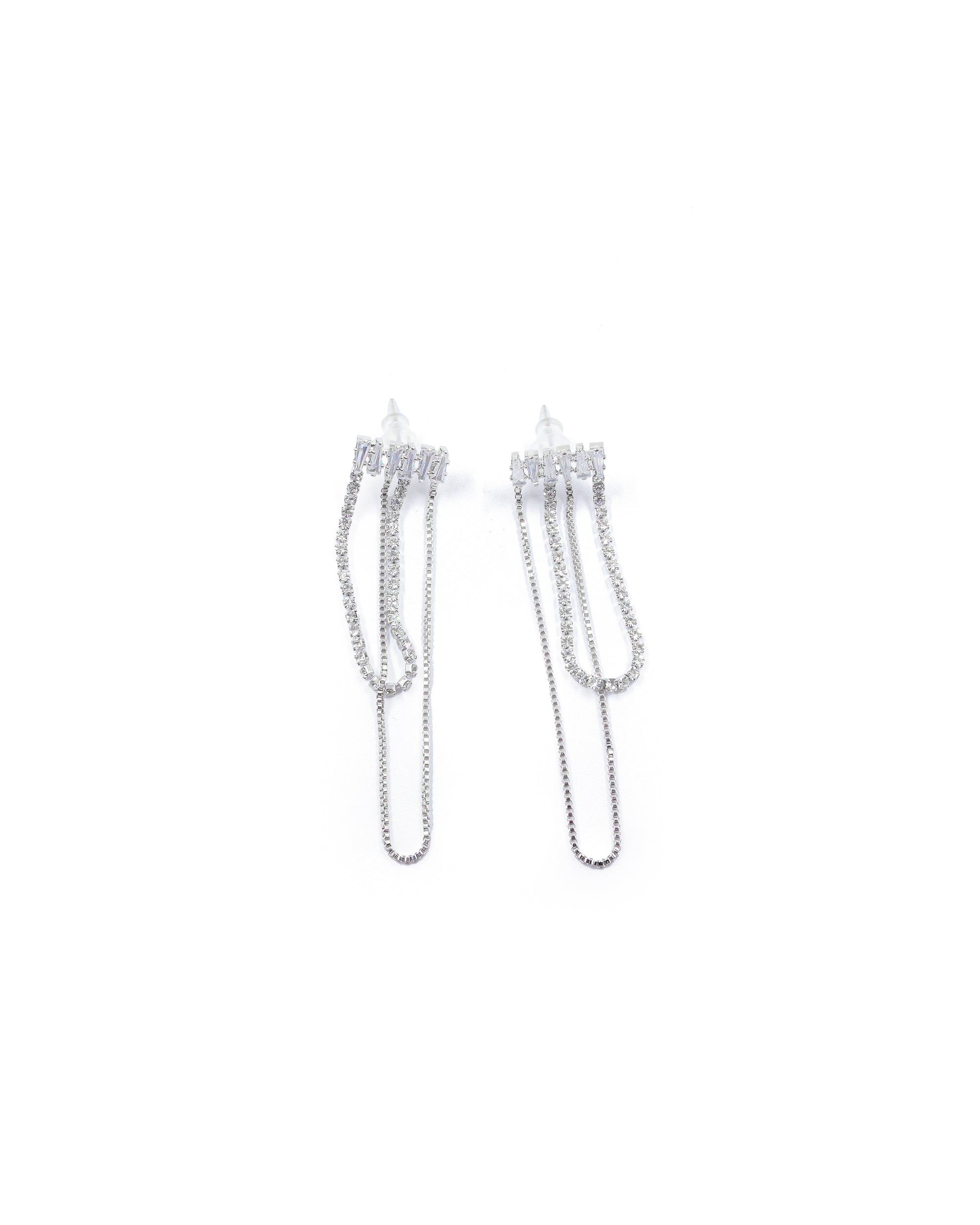 Aretes Largos Ansheli Plateados M18 Oro Laminado