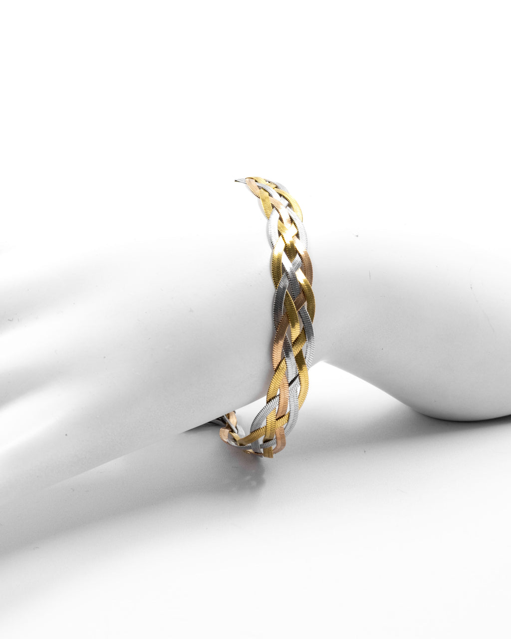Pulsera Trenzada de Tres colores Oro Laminado