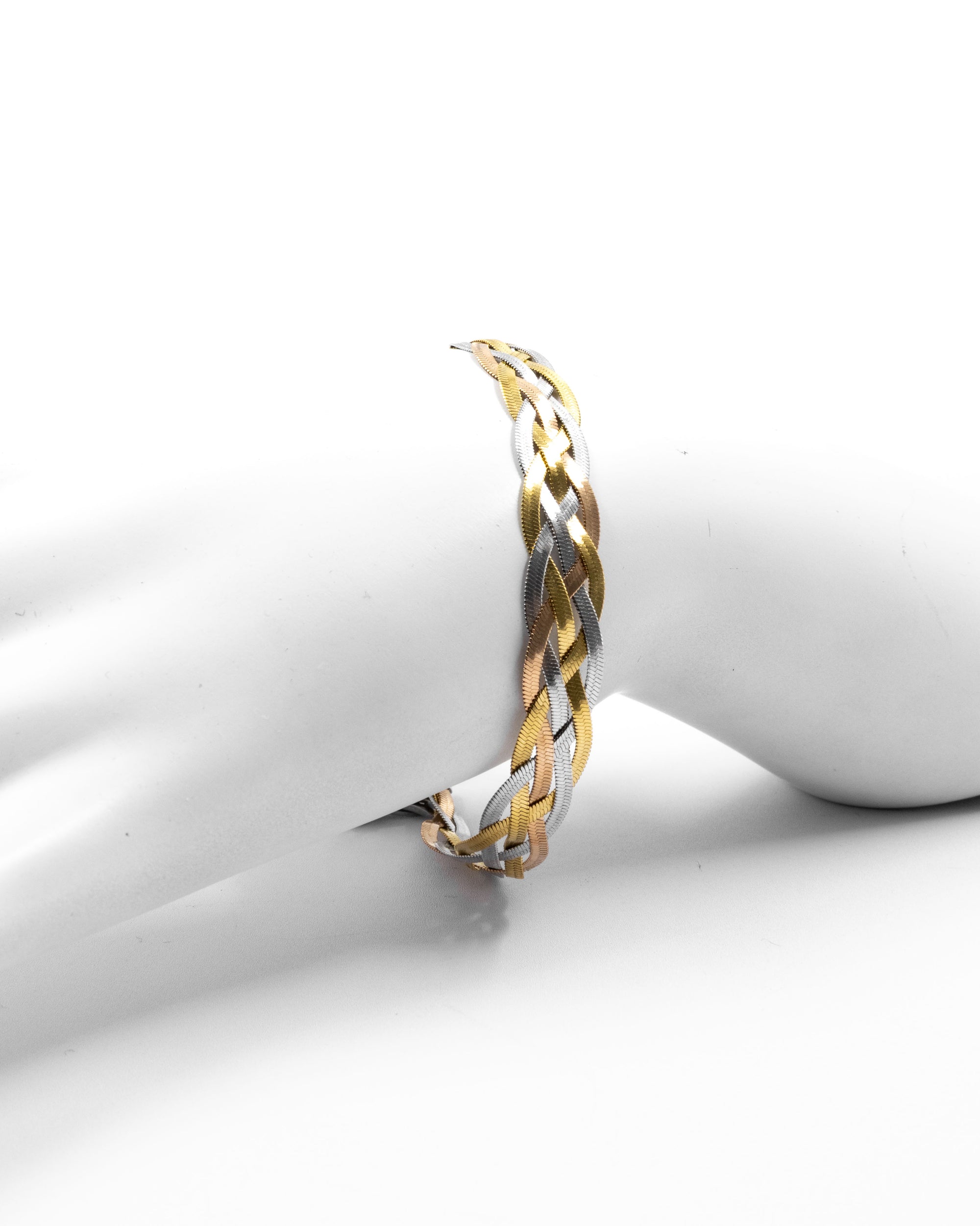 Pulsera Trenzada de Tres colores Oro Laminado