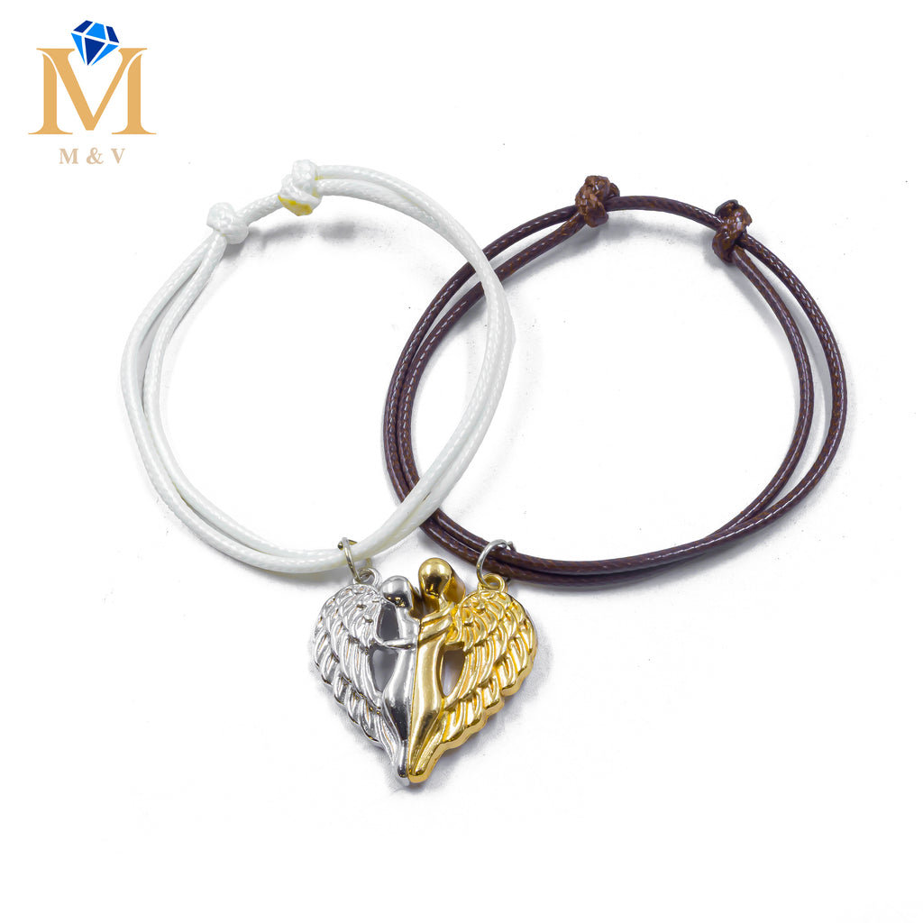 Pulseras de Corazón de Pareja con imán M2 Oro Laminado