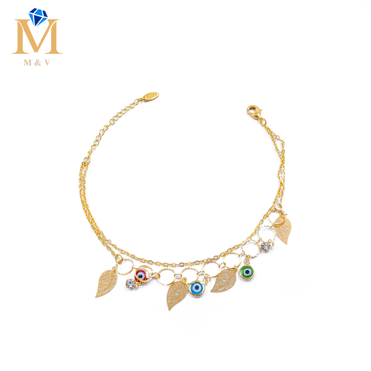 Tobillera Dorada con piedras M1 Oro Laminado