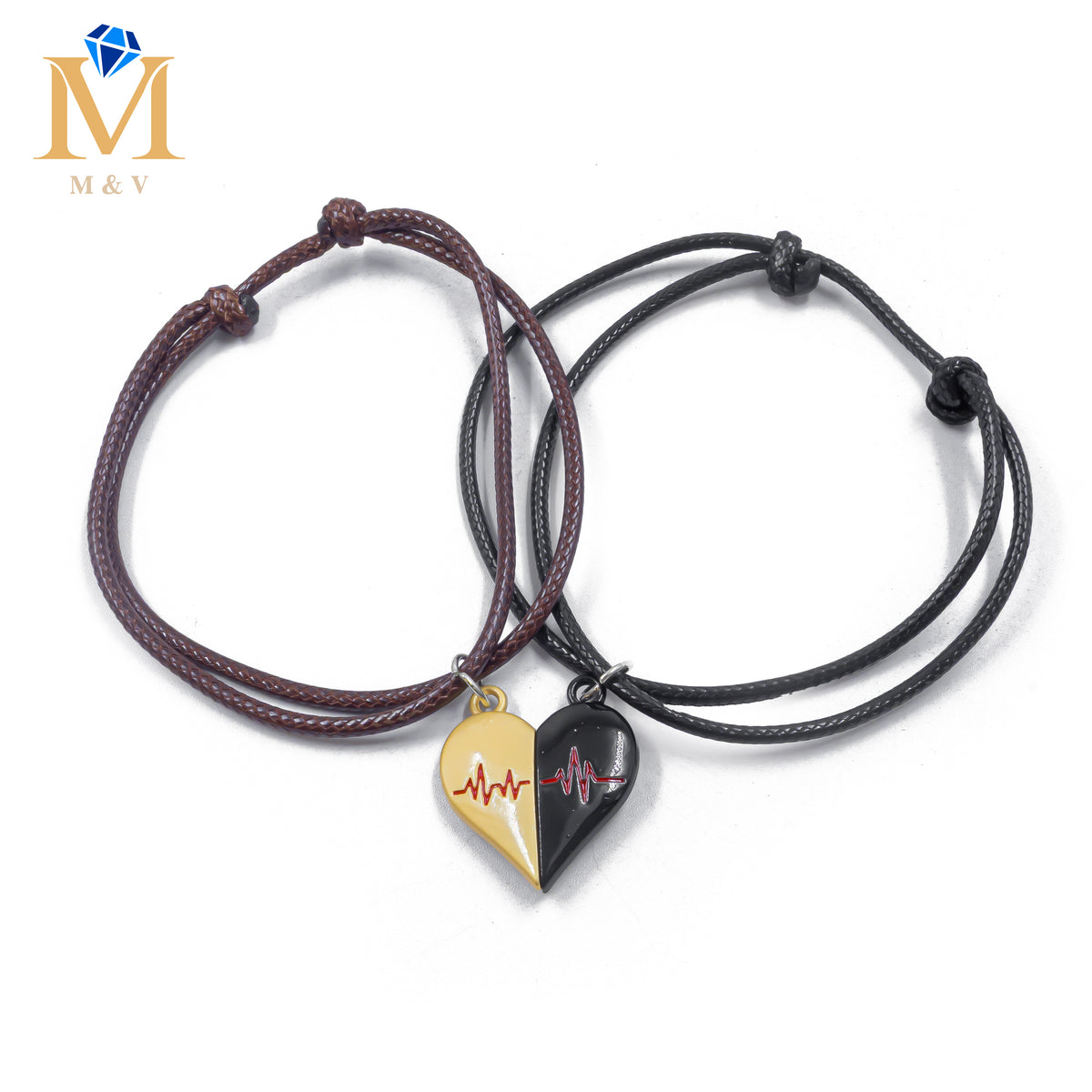 Pulseras de Corazón de Pareja M1 Oro Laminado