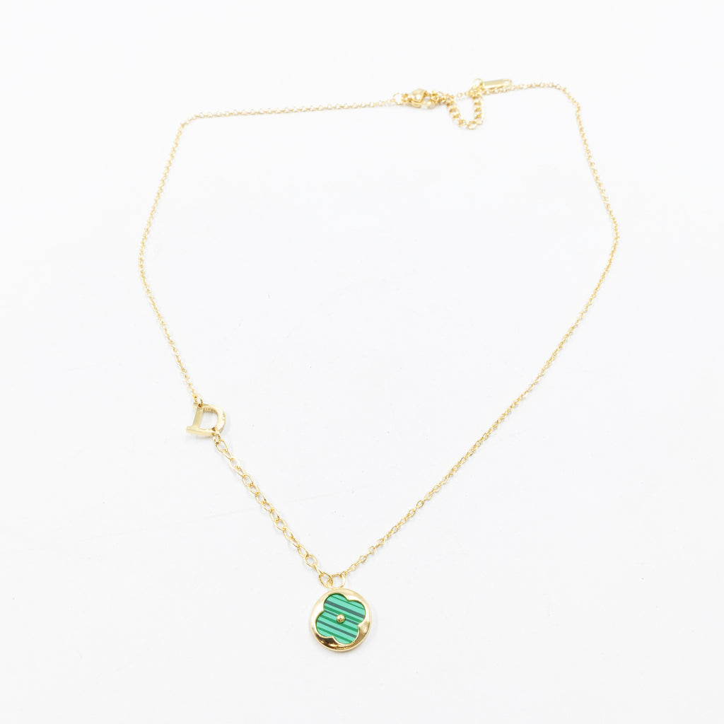 Collares Dorados con dijes de letra D,E,F y dije de Trebol M2 Oro Laminado