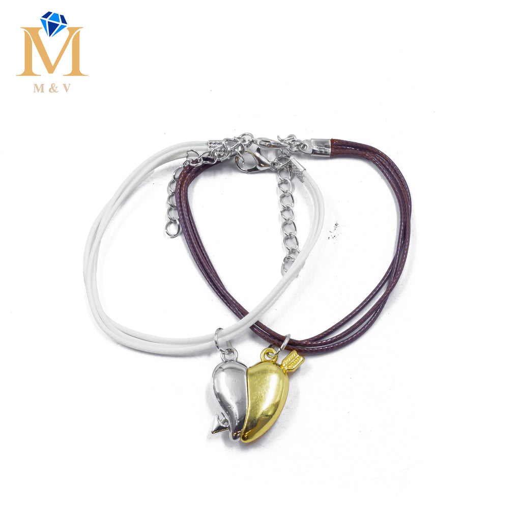 Pulseras de Corazón de Pareja con imán M6 Oro Laminado