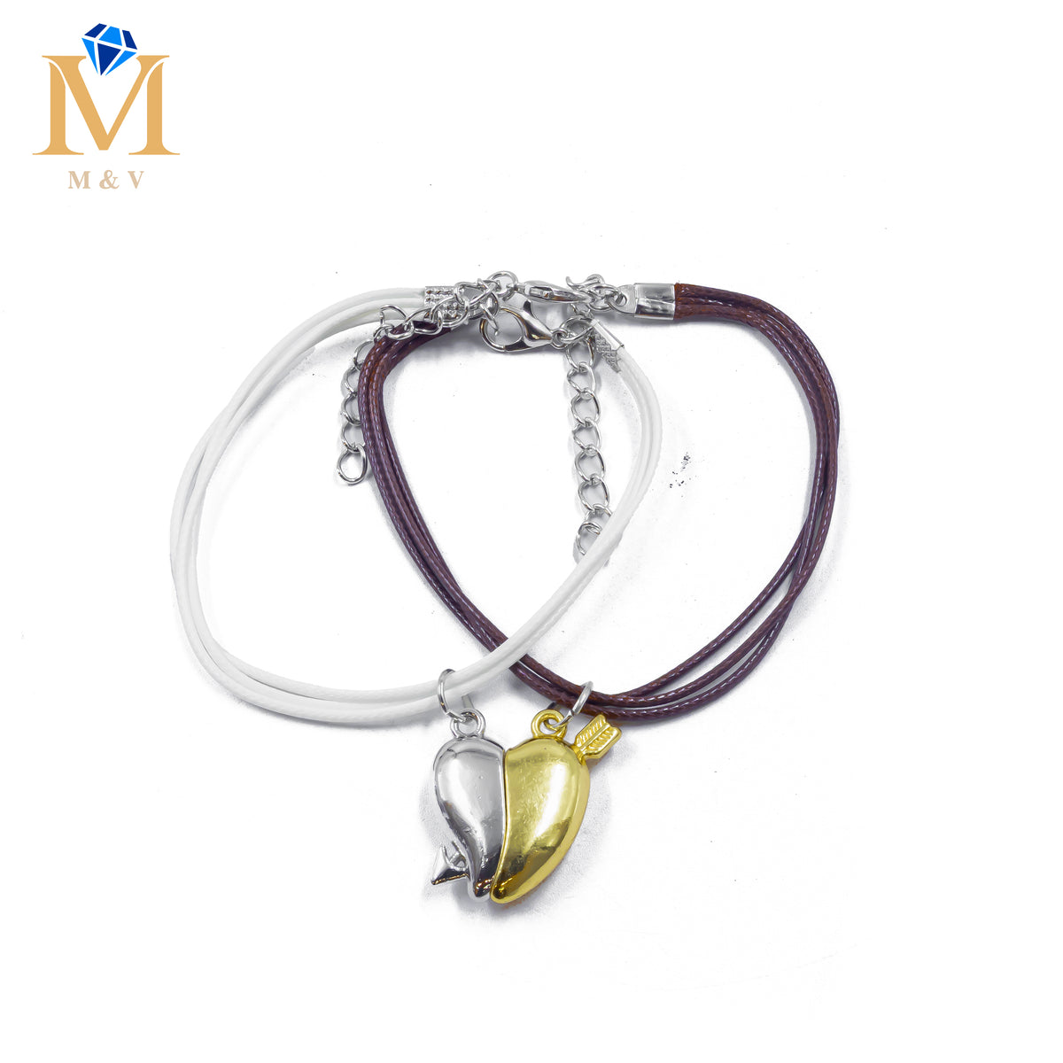 Pulseras de Corazón de Pareja con imán M6 Oro Laminado