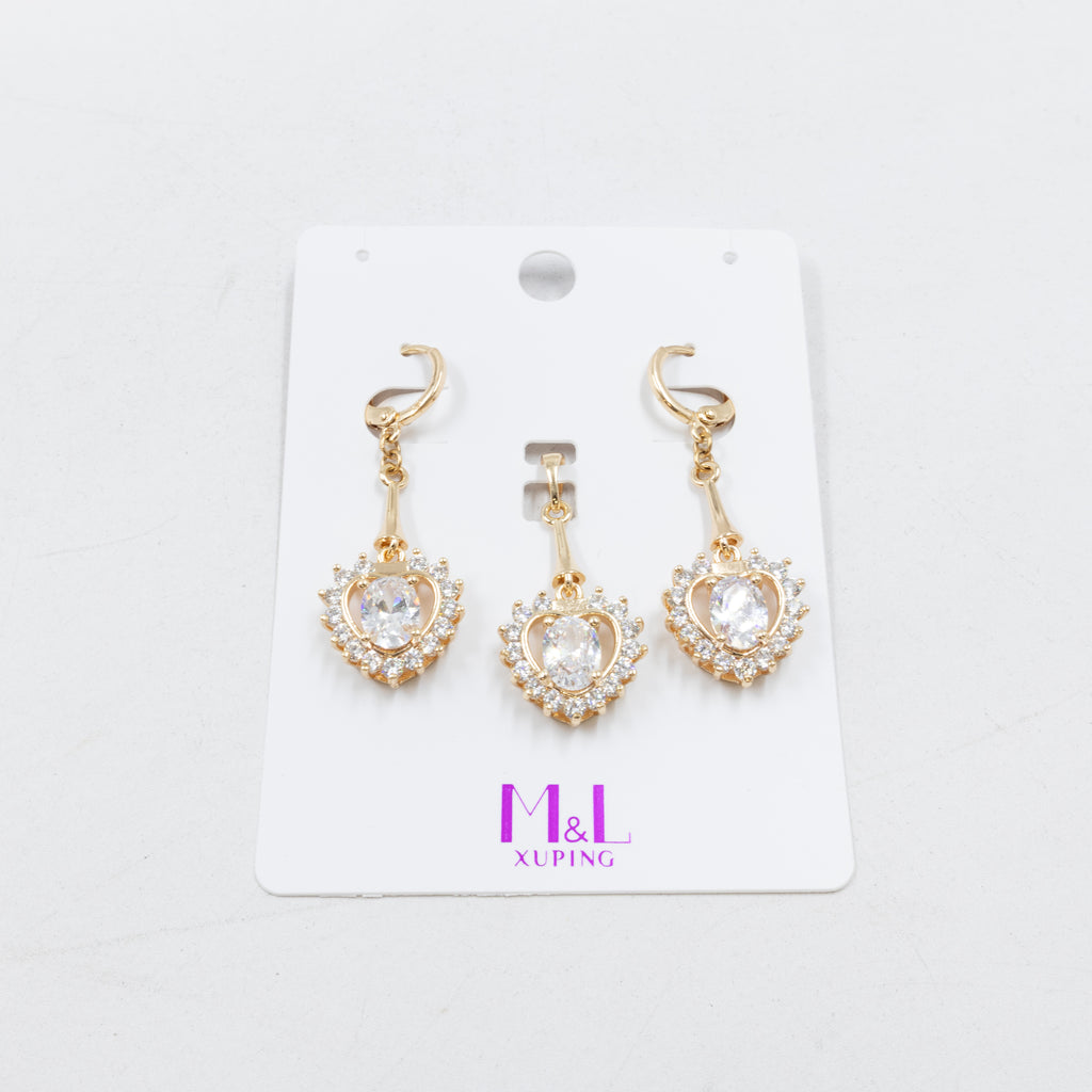Conjunto de de Aretes y Dije M2 Oro Laminado