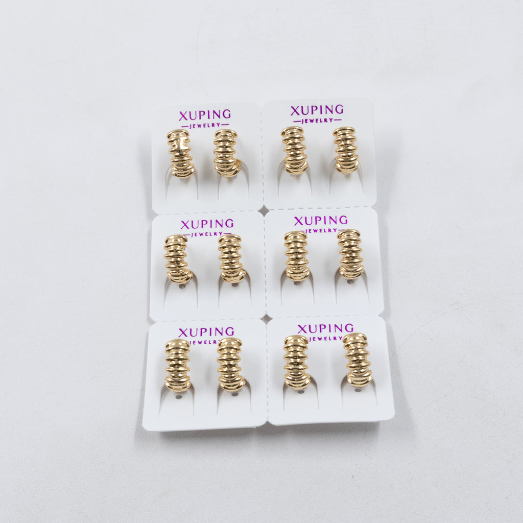 Paquete de 6 pares de Aretes Xuping Dorado M21 Oro Laminado