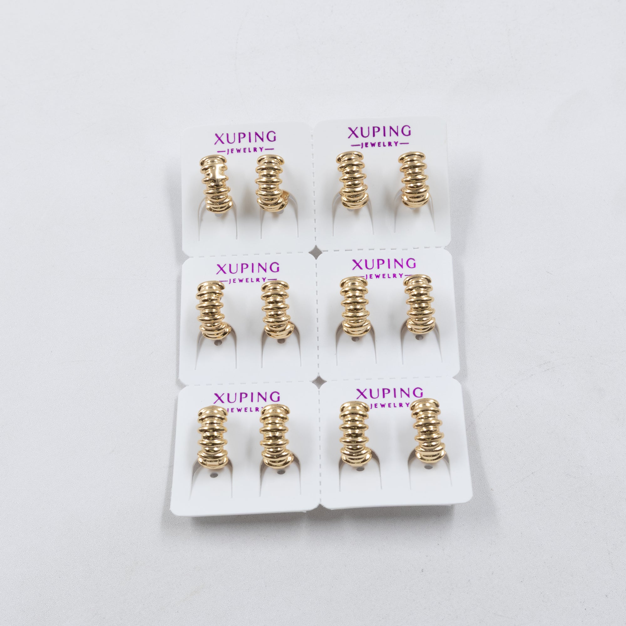 Paquete de 6 pares de Aretes Xuping Dorado M21 Oro Laminado